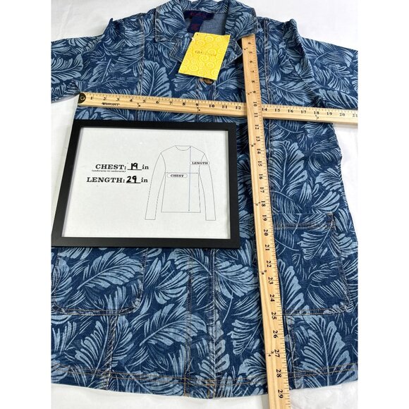 Denim & Co. Women’s Small Leaf Print Shirt Jacket Button Up Vintage New - Picture 7 of 8